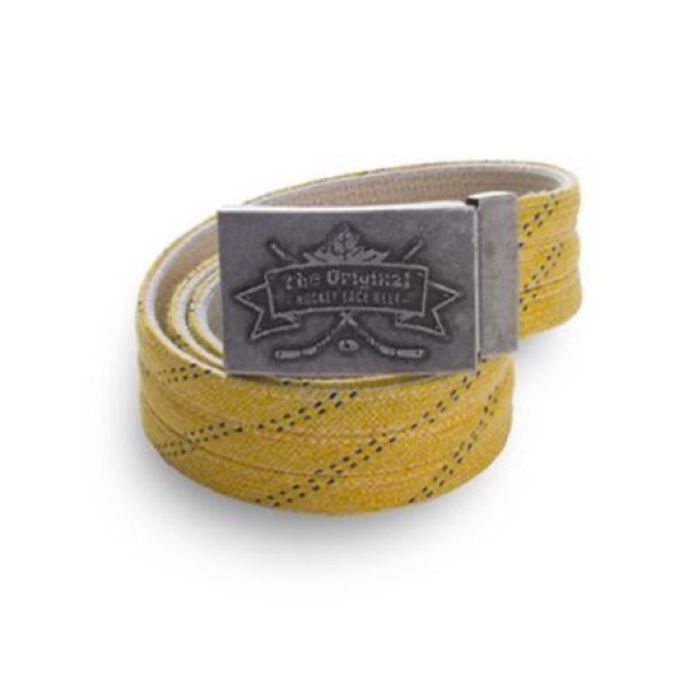 The Original Hockey Lace belt yellow from dragons den NHL Sporty Canada Sport